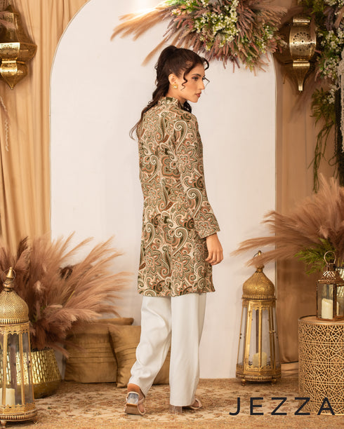 Polyester Knee-Length Button-Down Top 62232